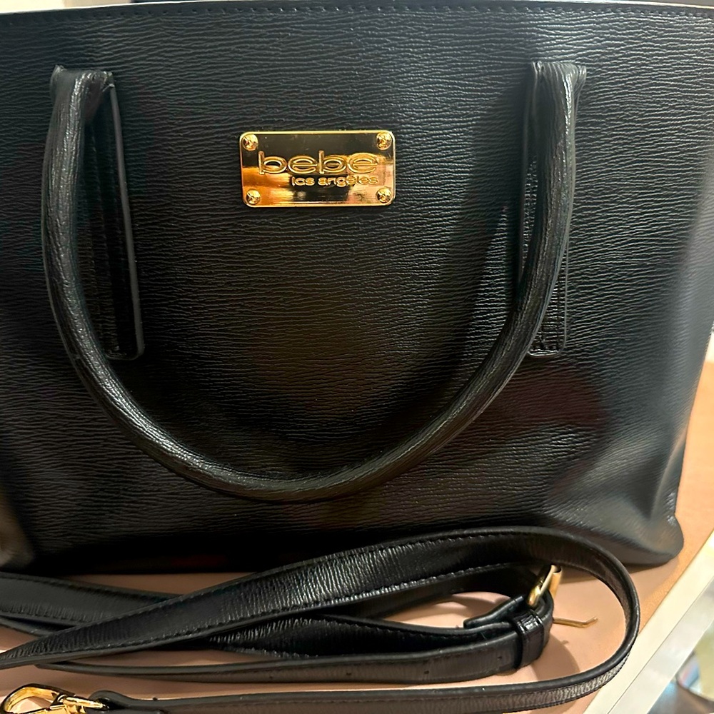 Authentic Bebe Aubrey Satchel Purse Tote, Black vintage